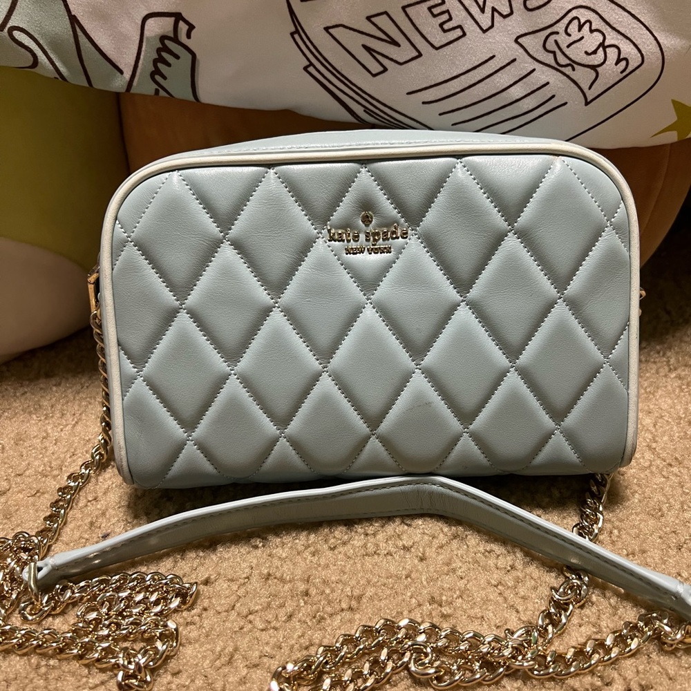 Kate Spade Light Blue Quilted Crossbody Bag